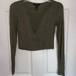 Forever 21 Green crop top long sleeve
